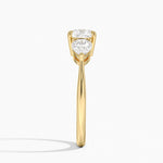 Luxe Opera Three Stone Diamond Ring Yellow Gold 18k Cushion Engagement Ring