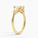 Luxe Opera Three Stone Diamond Ring Yellow Gold 18k Emerald Engagement Ring