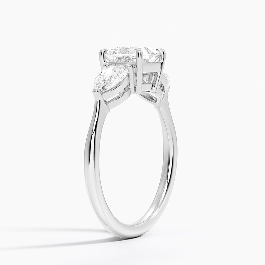 Luxe Opera Three Stone Diamond Ring Platinum Princess Engagement Ring