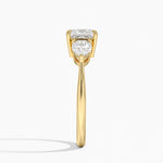 Luxe Opera Three Stone Diamond Ring Yellow Gold 18k Princess Engagement Ring