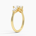 Luxe Opera Three Stone Diamond Ring Yellow Gold 18k Radiant Engagement Ring