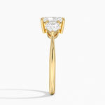 Luxe Opera Three Stone Diamond Ring Yellow Gold 18k Radiant Engagement Ring