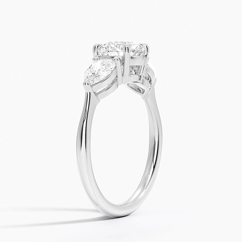 Luxe Opera Three Stone Diamond Ring Platinum Round Engagement Ring