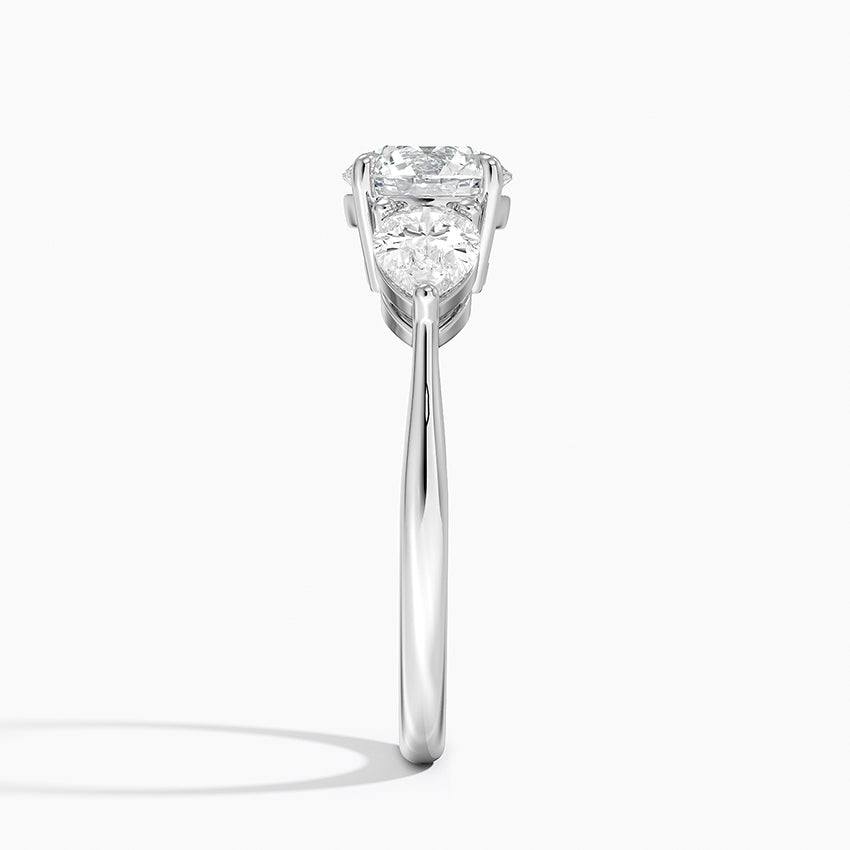 Luxe Opera Three Stone Diamond Ring Platinum Round Engagement Ring