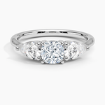 Luxe Opera Three Stone Diamond Ring Platinum Cushion Engagement Ring
