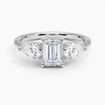 Luxe Opera Three Stone Diamond Ring Platinum Emerald Engagement Ring