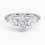 Luxe Opera Three Stone Diamond Ring Platinum Marquise Engagement Ring