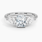 Luxe Opera Three Stone Diamond Ring Platinum Radiant Engagement Ring