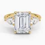 Luxe Opera Three Stone Diamond Ring Yellow Gold 18k Emerald Engagement Ring