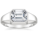 Haiden Bezel Engagement Ring 18K White Gold EM