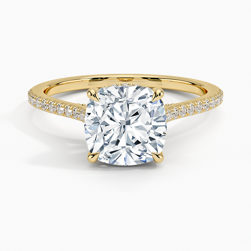 Luxe Dawn Diamond Ring Yellow Gold 18k Cushion Engagement Ring