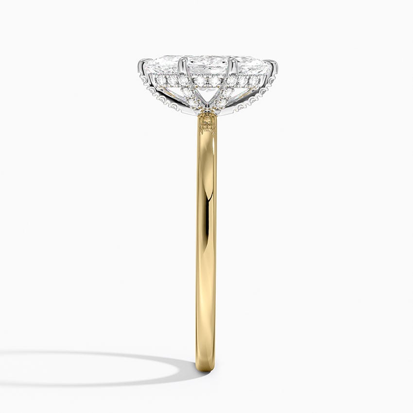 Mixed Metal Lumiere Diamond Ring Yellow Gold 18k Marquise Engagement Ring