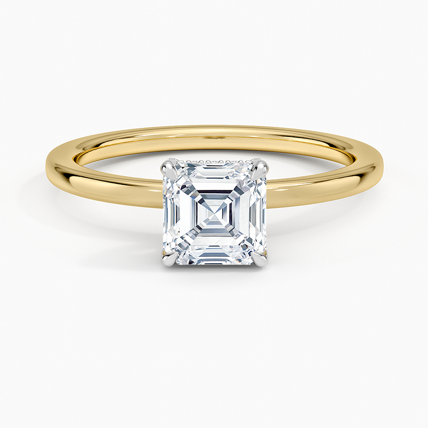 Mixed Metal Lumiere Diamond Ring White Gold 18k Asscher Engagement Ring