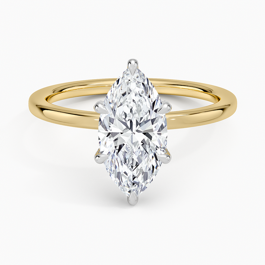 Mixed Metal Lumiere Diamond Ring White Gold 18k Marquise Engagement Ring