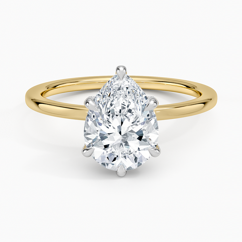 Mixed Metal Lumiere Diamond Ring White Gold 18k Pear Engagement Ring