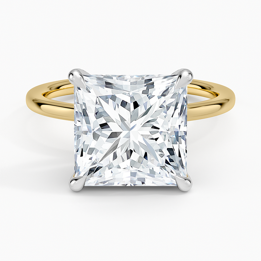 Mixed Metal Lumiere Diamond Ring White Gold 18k Princess Engagement Ring