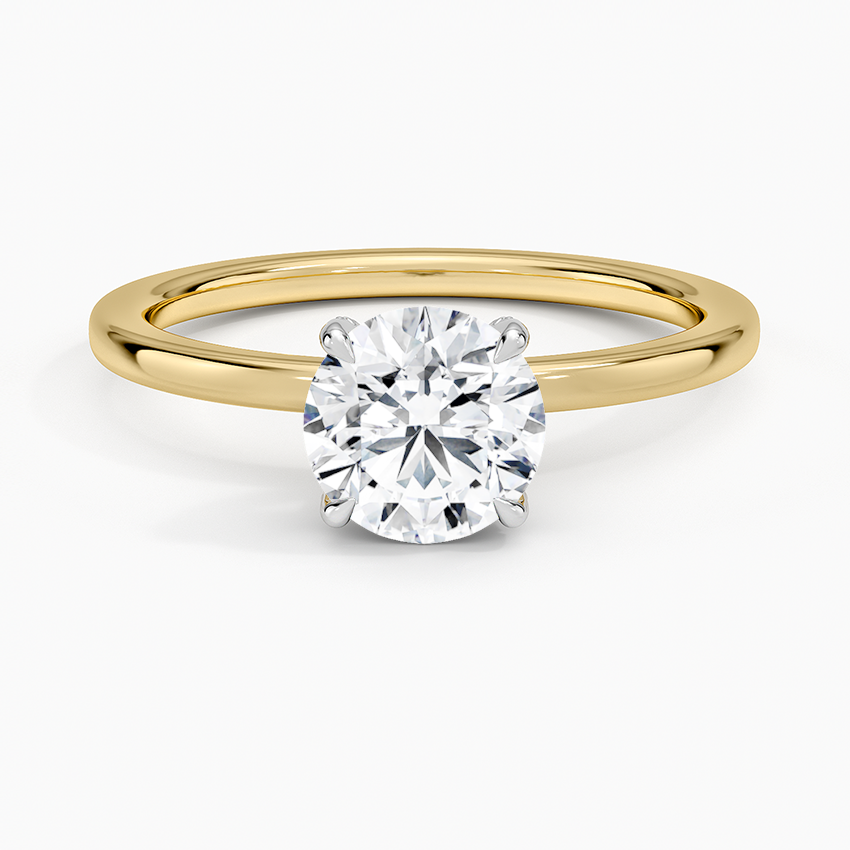 Mixed Metal Lumiere Diamond Ring White Gold 18k Round Engagement Ring