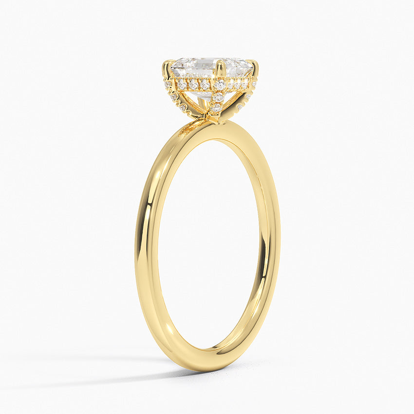 Lumiere 1.5mm Diamond Ring Yellow Gold 18k Asscher Engagement Ring