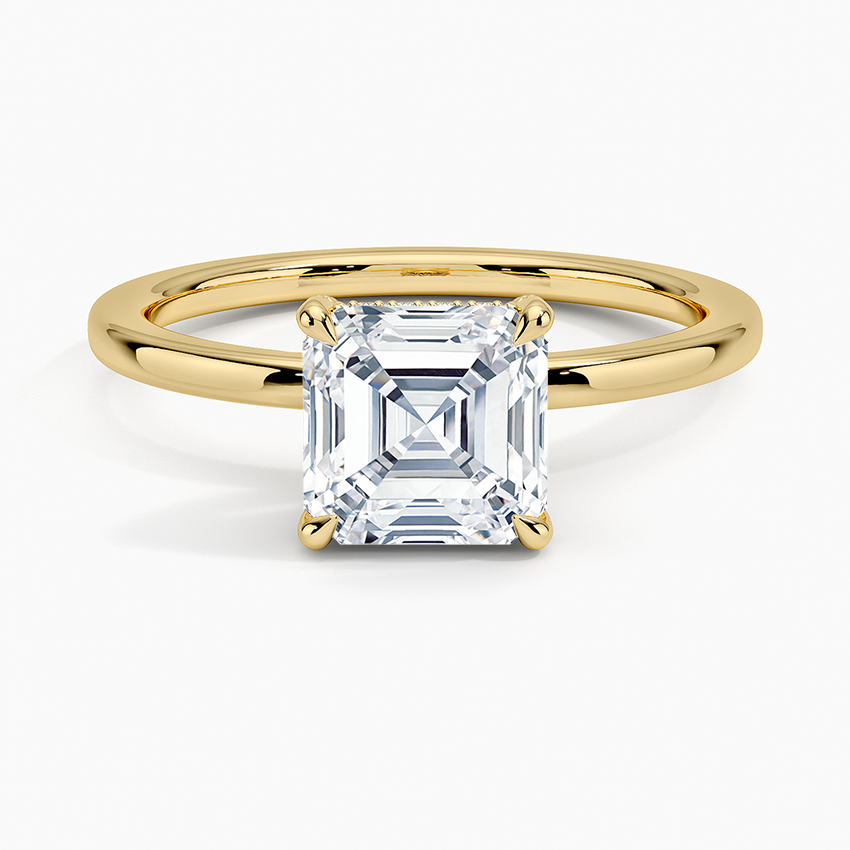 Lumiere 1.5mm Diamond Ring Yellow Gold 18k Asscher Engagement Ring