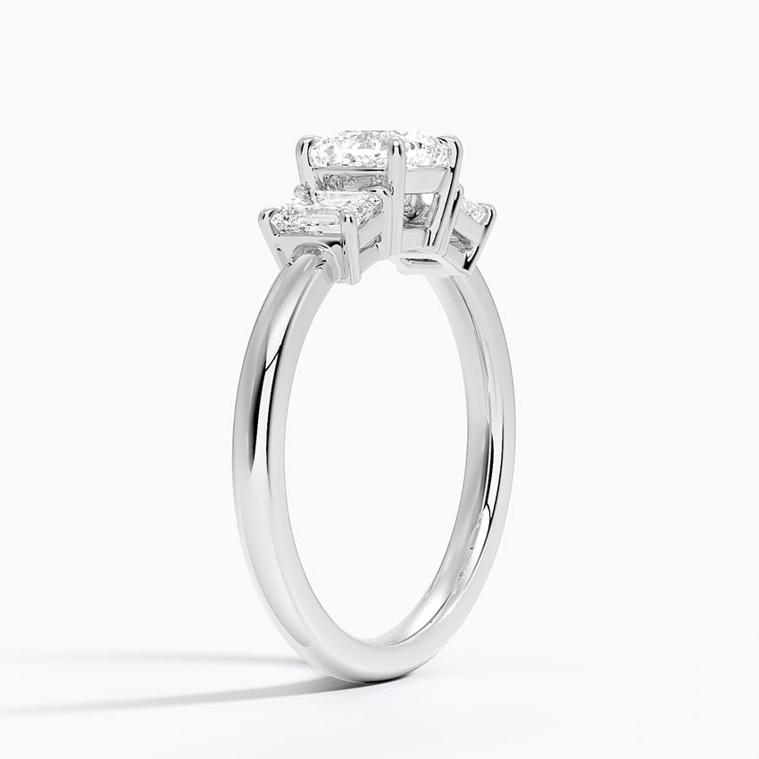 Rhiannon Emerald Cut Three Stone Diamond Ring (1/2 ct. tw.) Platinum Cushion Engagement Ring