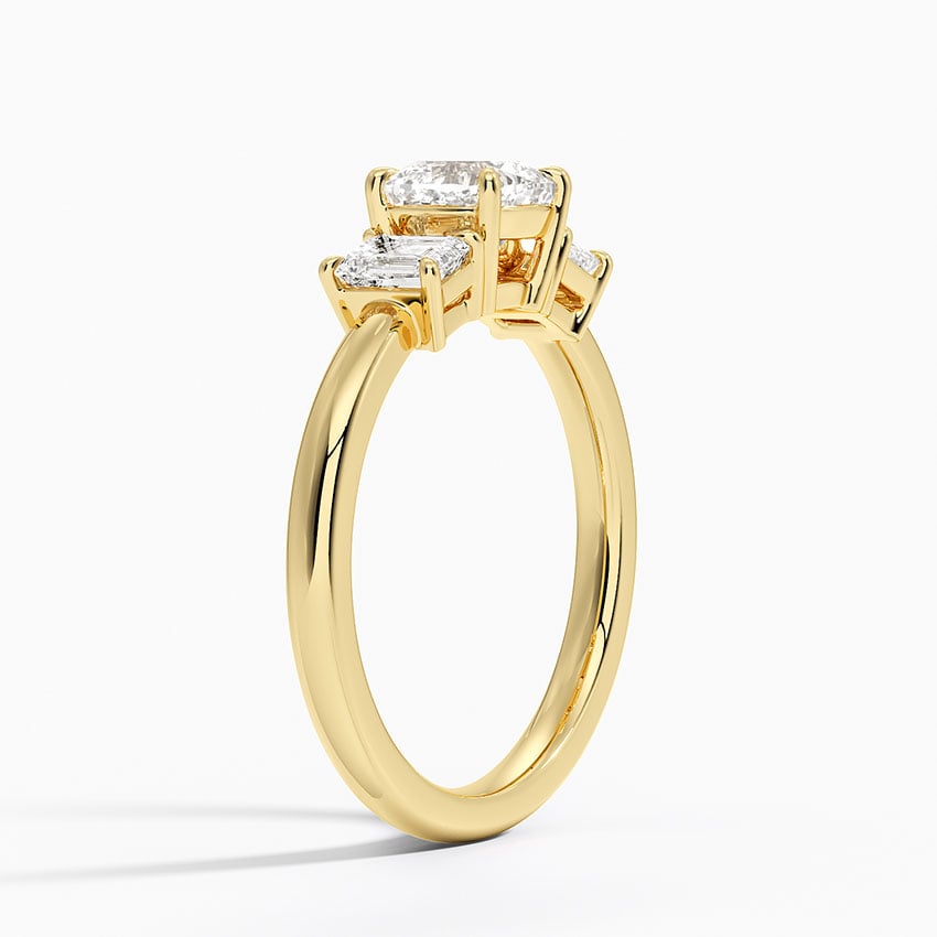 Rhiannon Emerald Cut Three Stone Diamond Ring (1/2 ct. tw.) Yellow Gold 18k Cushion Engagement Ring