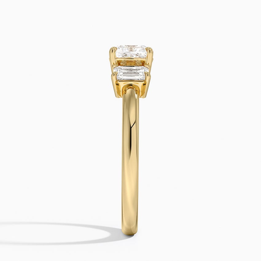 Rhiannon Emerald Cut Three Stone Diamond Ring (1/2 ct. tw.) Yellow Gold 18k Cushion Engagement Ring