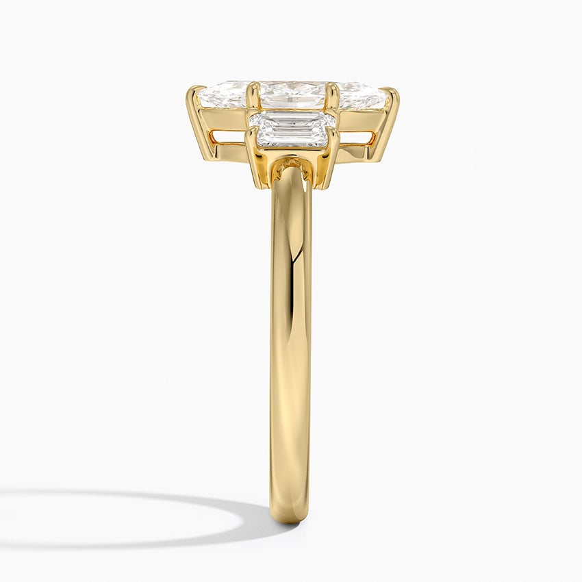 Rhiannon Emerald Cut Three Stone Diamond Ring (1/2 ct. tw.) Yellow Gold 18k Marquise Engagement Ring