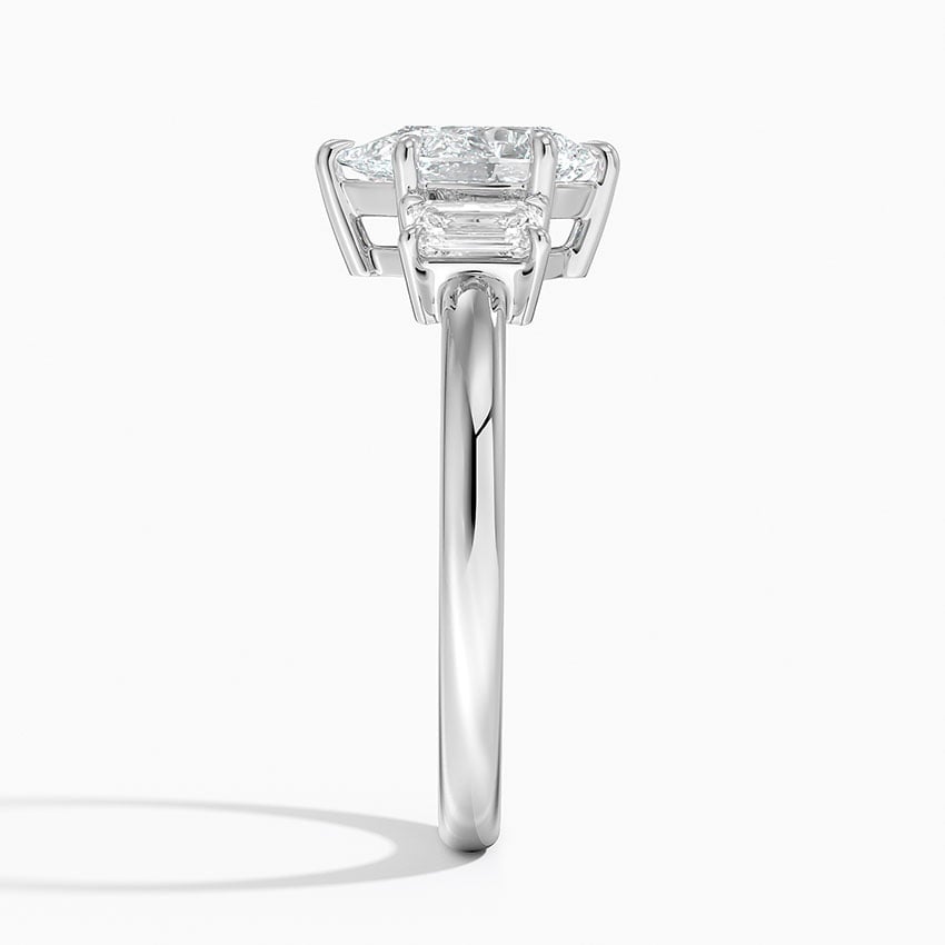 Rhiannon Emerald Cut Three Stone Diamond Ring (1/2 ct. tw.) Platinum Pear Engagement Ring