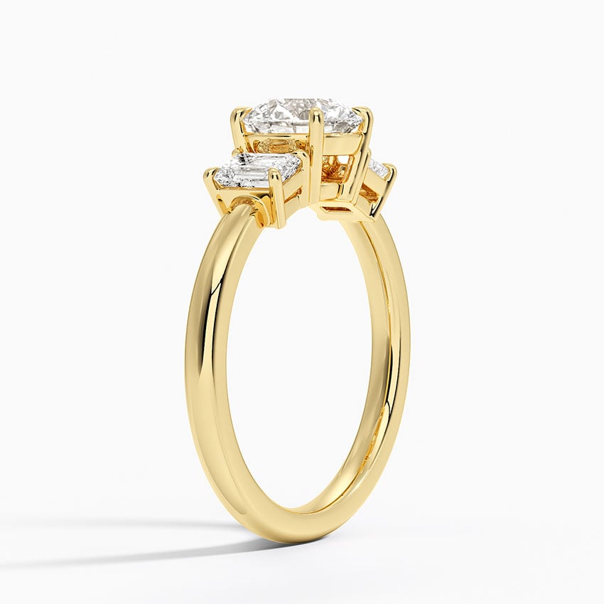 Rhiannon Emerald Cut Three Stone Diamond Ring (1/2 ct. tw.) Yellow Gold 18k Round Engagement Ring