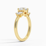 Rhiannon Emerald Cut Three Stone Diamond Ring (1/2 ct. tw.) Yellow Gold 18k Round Engagement Ring