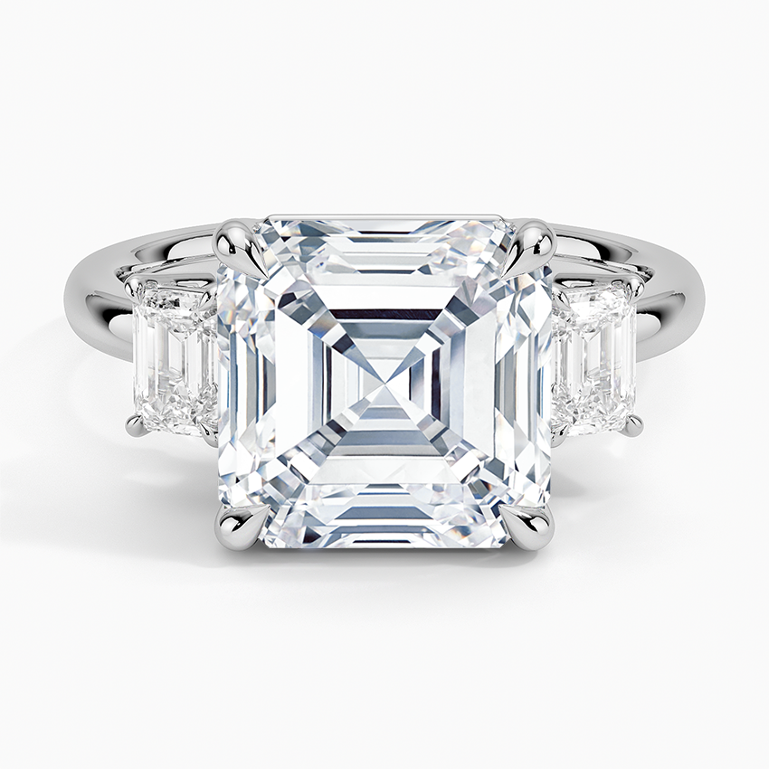 Rhiannon Emerald Cut Three Stone Diamond Ring (1/2 ct. tw.) Platinum Asscher Engagement Ring