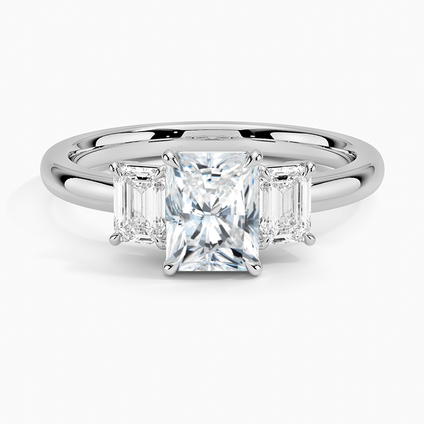 Rhiannon Emerald Cut Three Stone Diamond Ring (1/2 ct. tw.) Platinum Radiant Engagement Ring