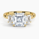 Rhiannon Emerald Cut Three Stone Diamond Ring (1/2 ct. tw.) Yellow Gold 18k Asscher Engagement Ring