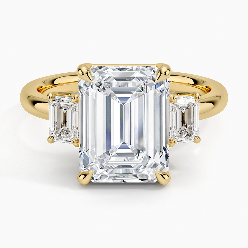 Rhiannon Emerald Cut Three Stone Diamond Ring (1/2 ct. tw.) Yellow Gold 18k Emerald Engagement Ring