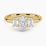 Rhiannon Emerald Cut Three Stone Diamond Ring (1/2 ct. tw.) Yellow Gold 18k Marquise Engagement Ring