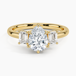 Rhiannon Emerald Cut Three Stone Diamond Ring (1/2 ct. tw.) Yellow Gold 18k Pear Engagement Ring