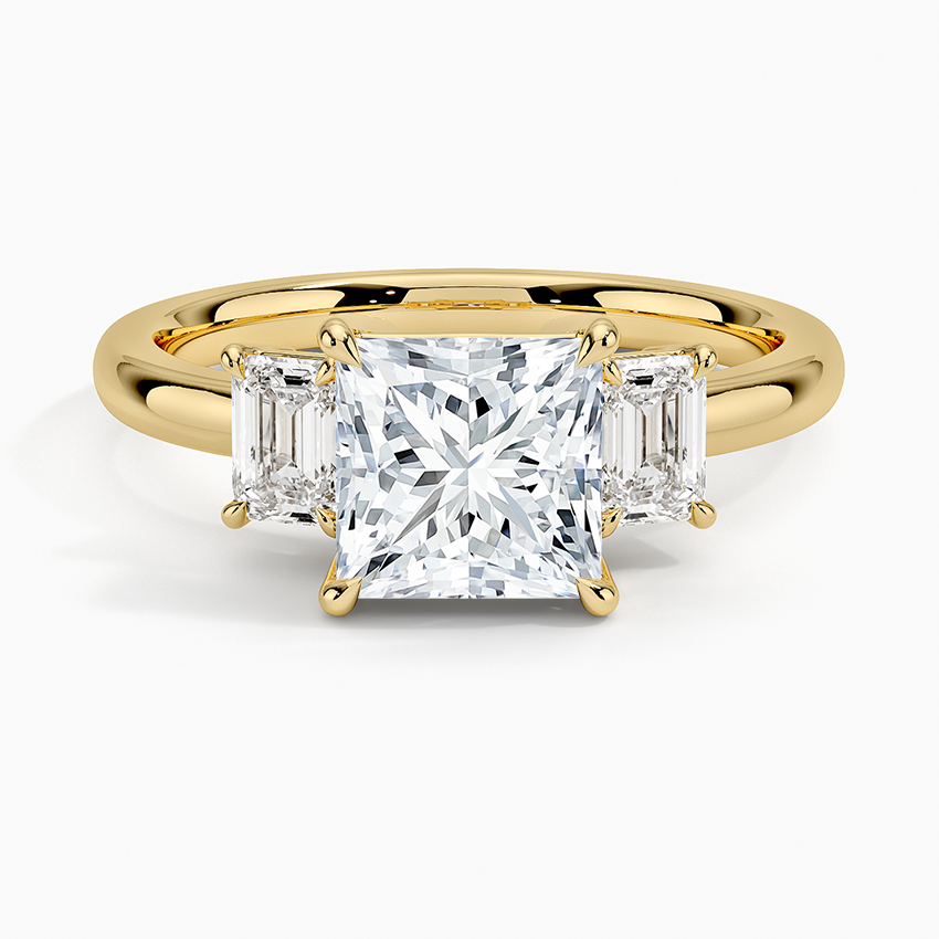 Rhiannon Emerald Cut Three Stone Diamond Ring (1/2 ct. tw.) Yellow Gold 18k Princess Engagement Ring