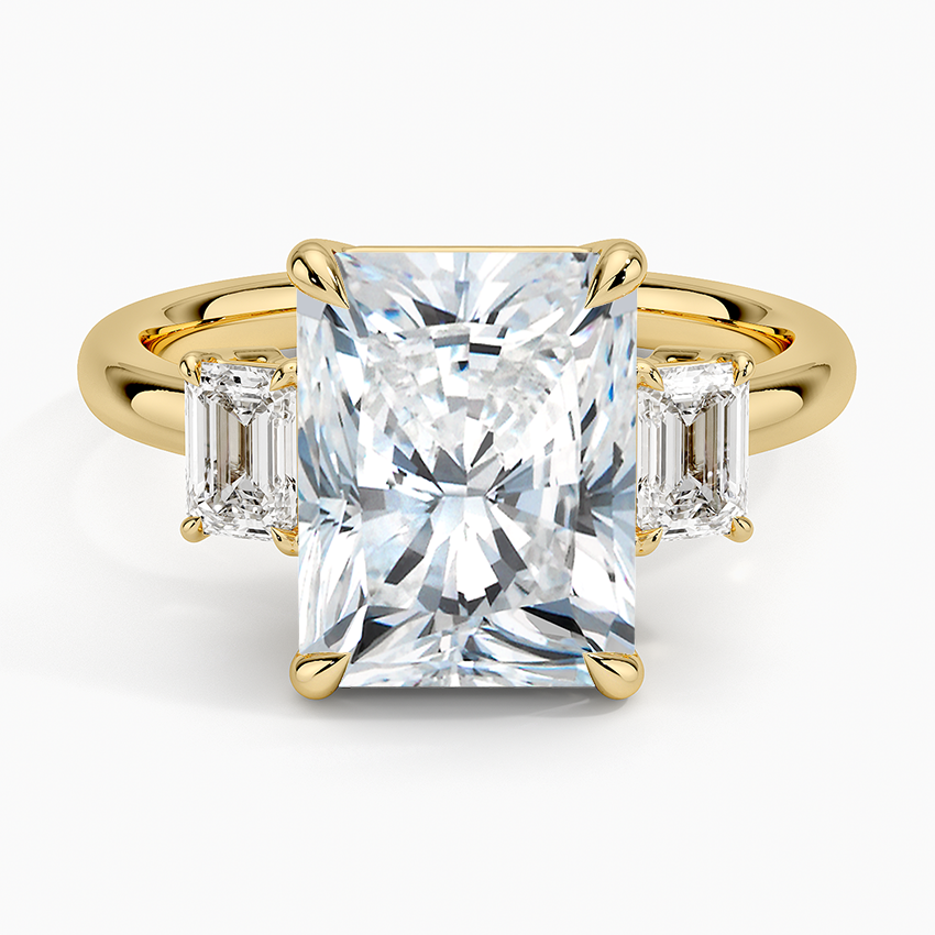 Rhiannon Emerald Cut Three Stone Diamond Ring (1/2 ct. tw.) Yellow Gold 18k Radiant Engagement Ring