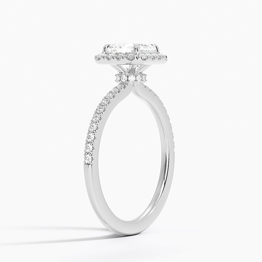 Waverly Hidden Halo Diamond Ring Platinum Asscher Engagement Ring