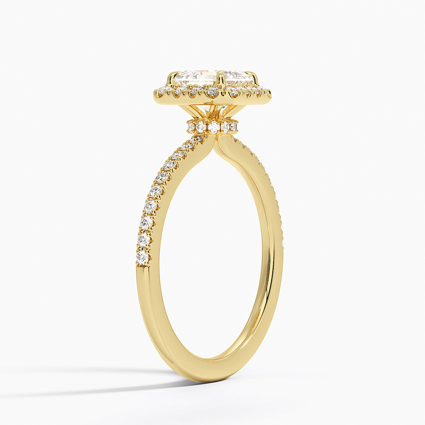 Waverly Hidden Halo Diamond Ring Yellow Gold 18k Asscher Engagement Ring