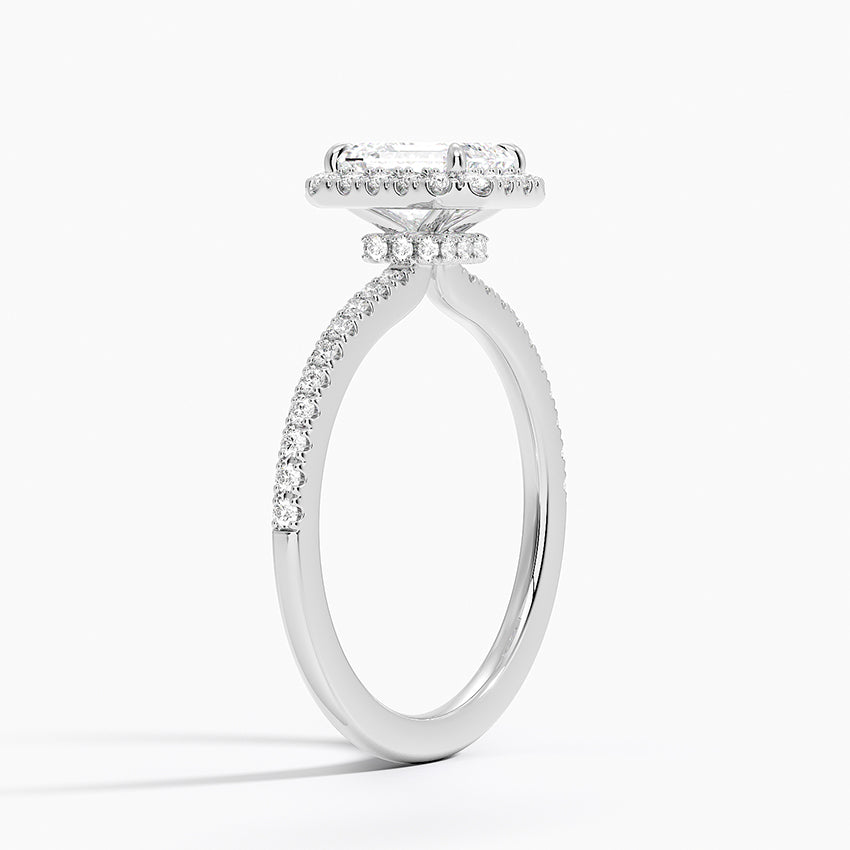 Waverly Hidden Halo Diamond Ring Platinum Emerald Engagement Ring