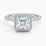 Waverly Hidden Halo Diamond Ring Platinum Asscher Engagement Ring
