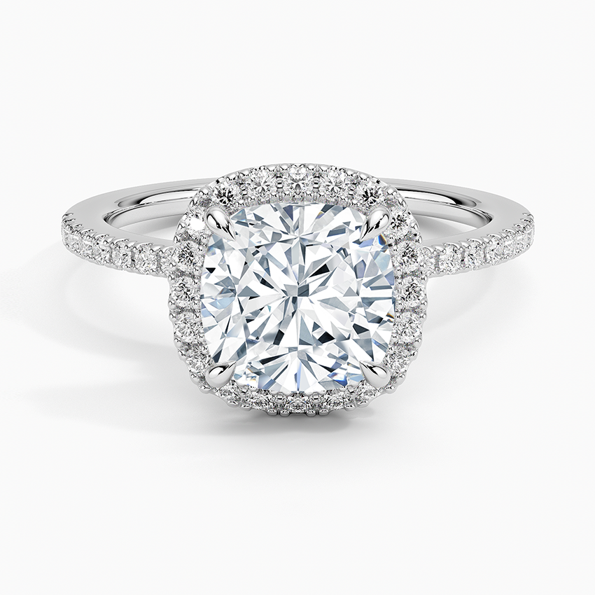 Waverly Hidden Halo Diamond Ring Platinum Cushion Engagement Ring