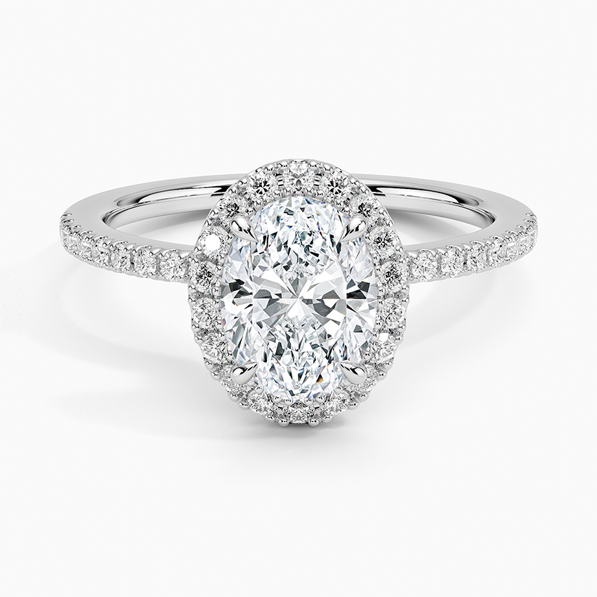 Waverly Hidden Halo Diamond Ring Platinum Oval Engagement Ring
