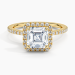 Waverly Hidden Halo Diamond Ring Yellow Gold 18k Asscher Engagement Ring
