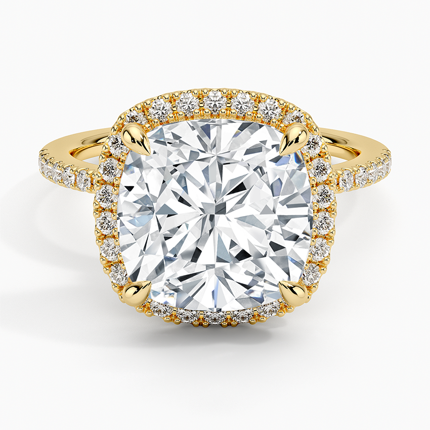 Waverly Hidden Halo Diamond Ring Yellow Gold 18k Cushion Engagement Ring