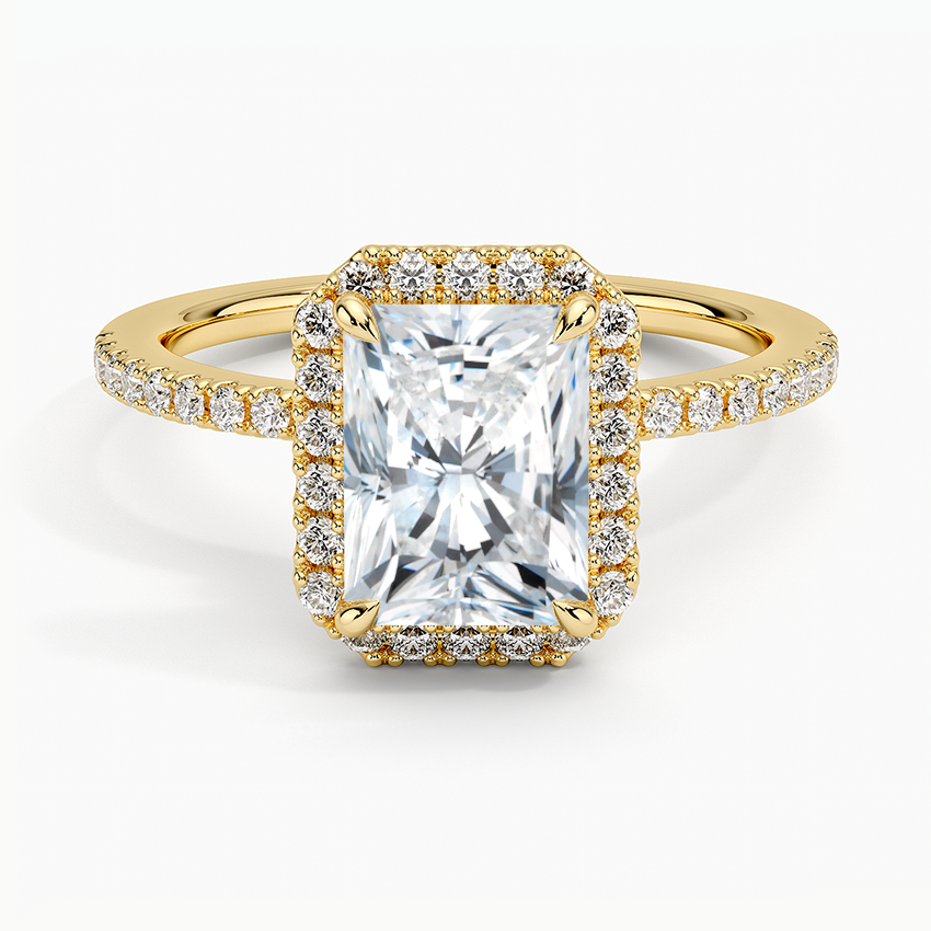 Waverly Hidden Halo Diamond Ring Yellow Gold 18k Radiant Engagement Ring