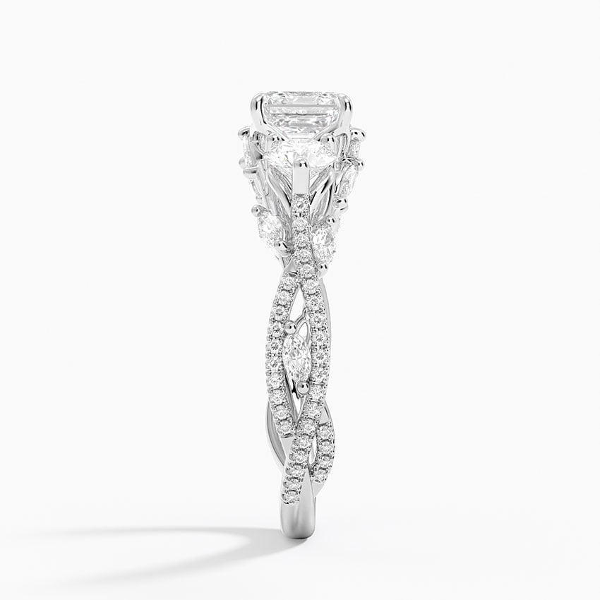 Luxe Secret Garden Three Stone Diamond Ring (1 ct. tw.) Platinum Asscher Engagement Ring