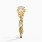 Luxe Secret Garden Three Stone Diamond Ring (1 ct. tw.) Yellow Gold 18k Asscher Engagement Ring