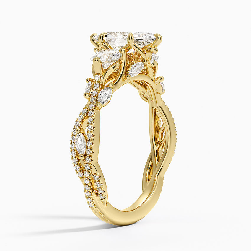 Luxe Secret Garden Three Stone Diamond Ring (1 ct. tw.) Yellow Gold 18k Marquise Engagement Ring